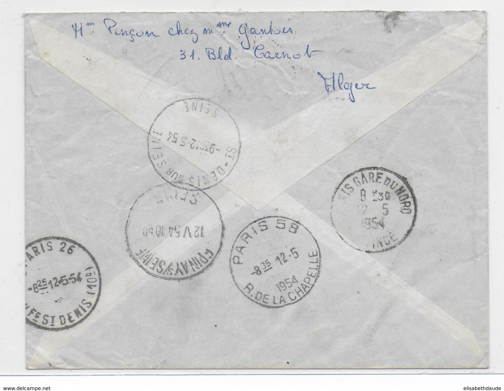 1954 - ALGERIE - LETTRE EXPRES Par AVION De ALGER => EPINAY SUR SEINE - Lettres & Documents