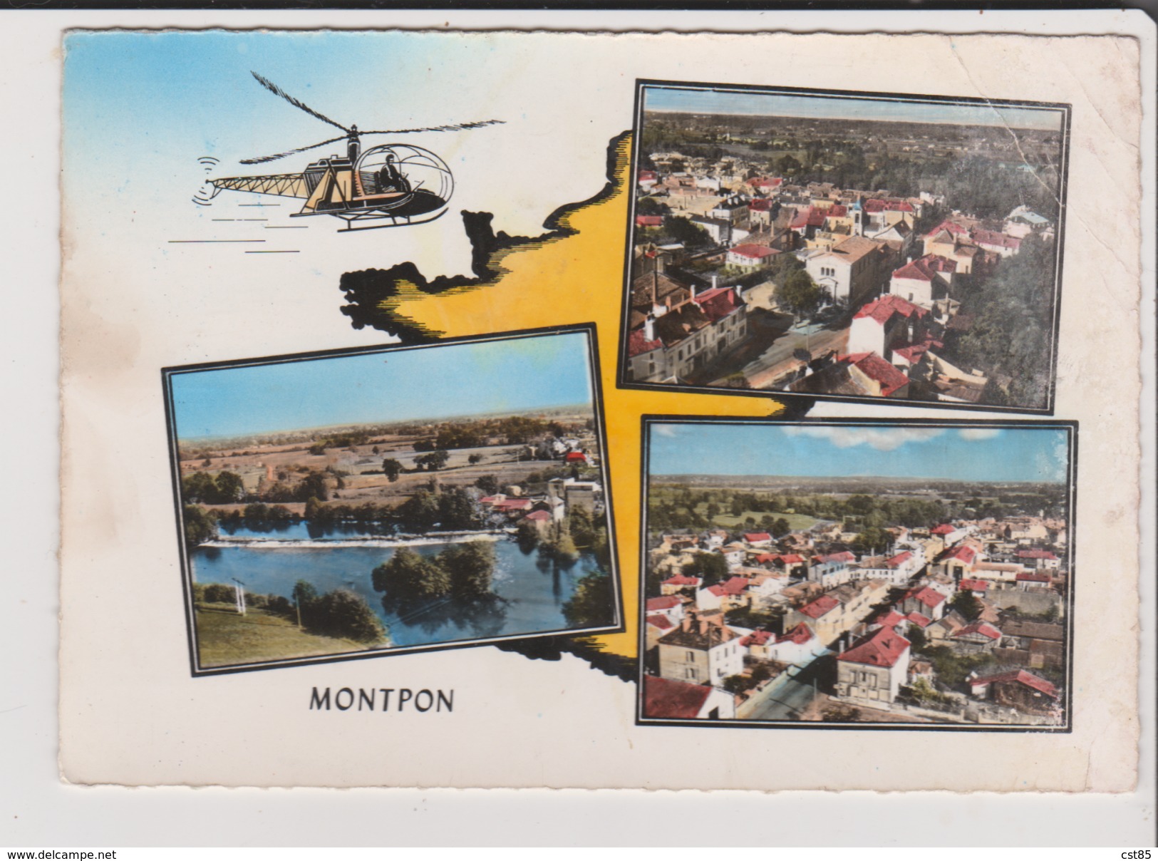 2 CPSM Grand Format - MONTPON - Multivues Hélicoptère - Vue Générale Aérienne Et Rue Thiers - Autres & Non Classés