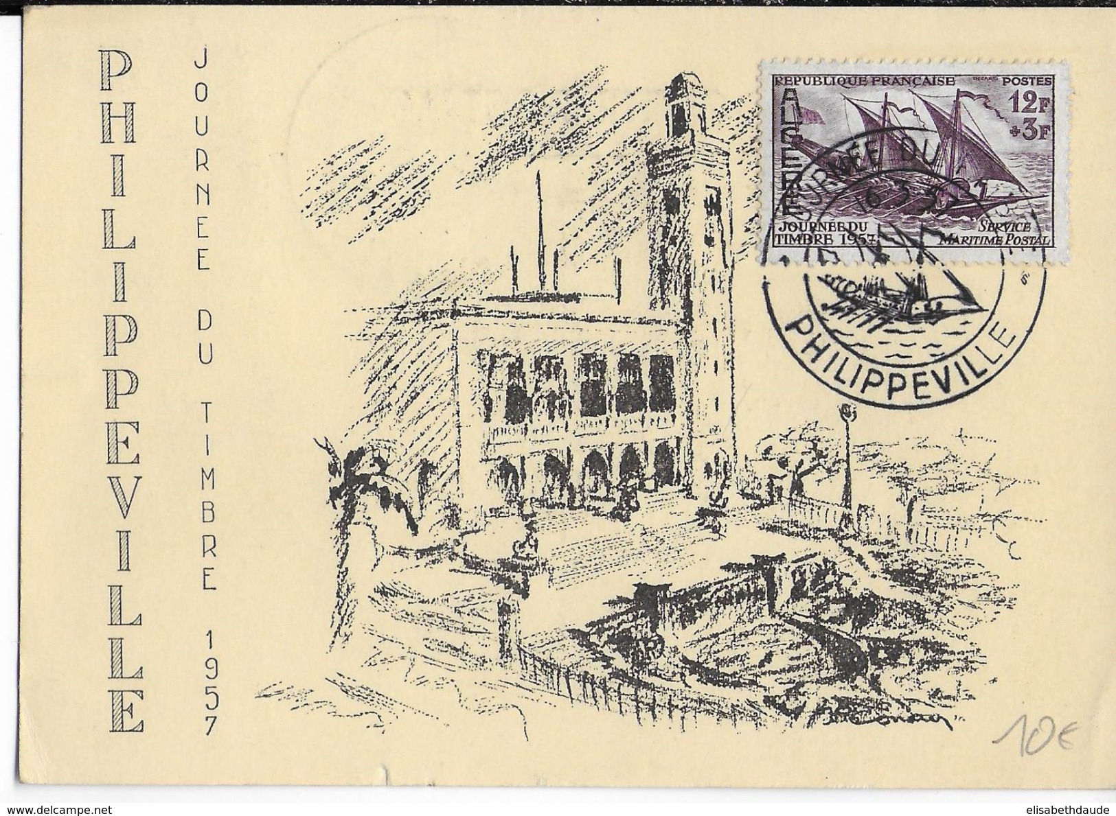 1957 - ALGERIE - CARTE POSTALE JOURNEE DU TIMBRE De PHILIPPEVILLE - Lettres & Documents