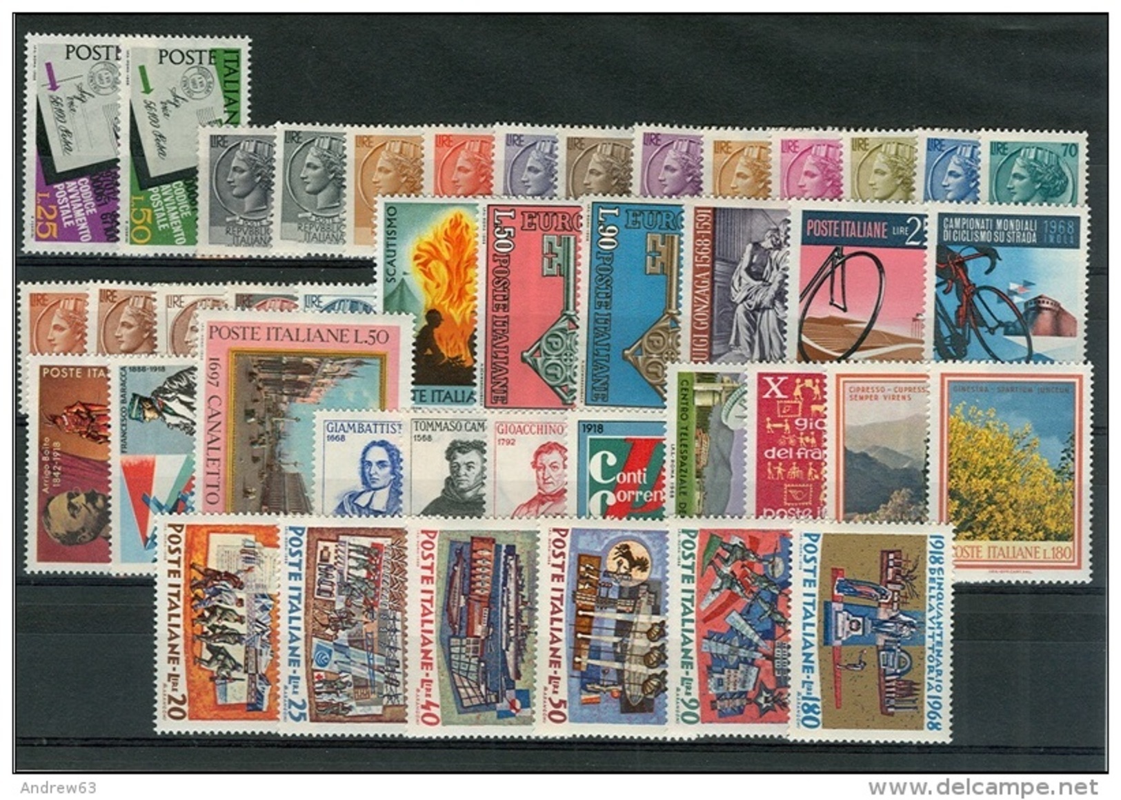 ITALIA REPUBBLICA - 1968 - Annata Completa - 46 Valori - Complete Year - ** MNH/VF - Annate Complete