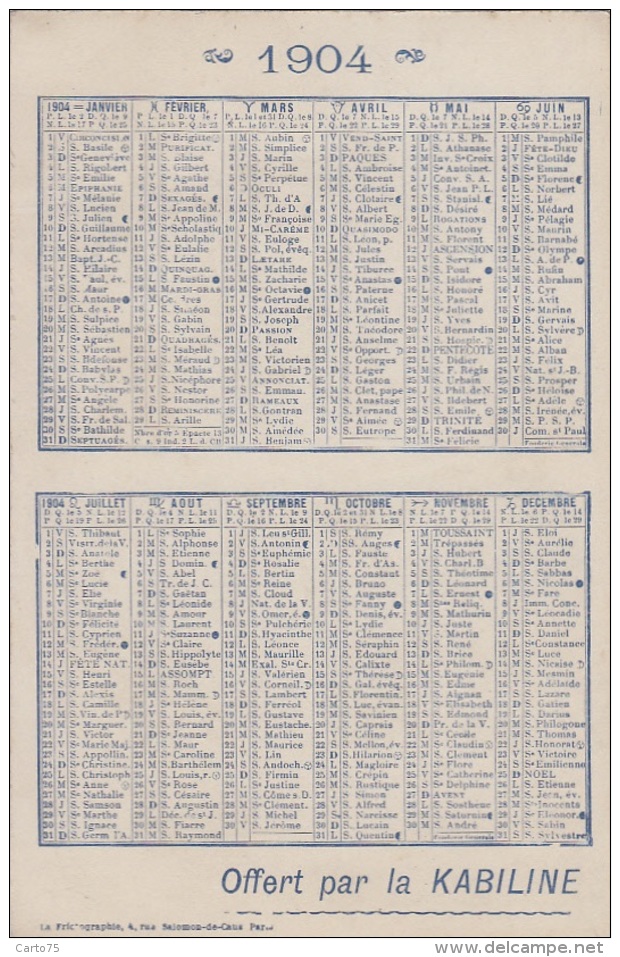 Sports - Hippisme - Course Chevaux -  Mode 2ème Empire - Calendrier 1904 Le Kabiline - Hípica