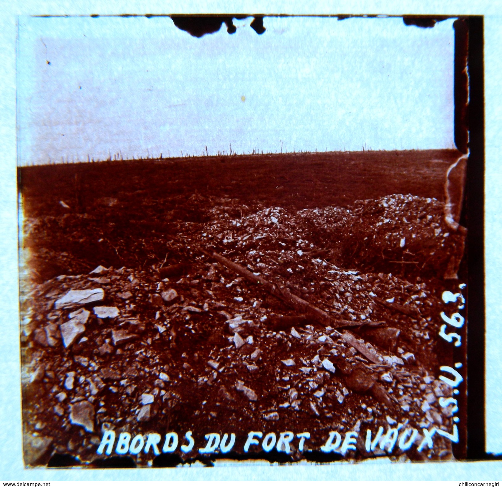 WW1 - WWI - PHOTO STEREO SUR PLAQUE DE VERRE - ABORDS DU FORT DE VAUX - 10,6 X 4,4 Cm - Stereo-Photographie