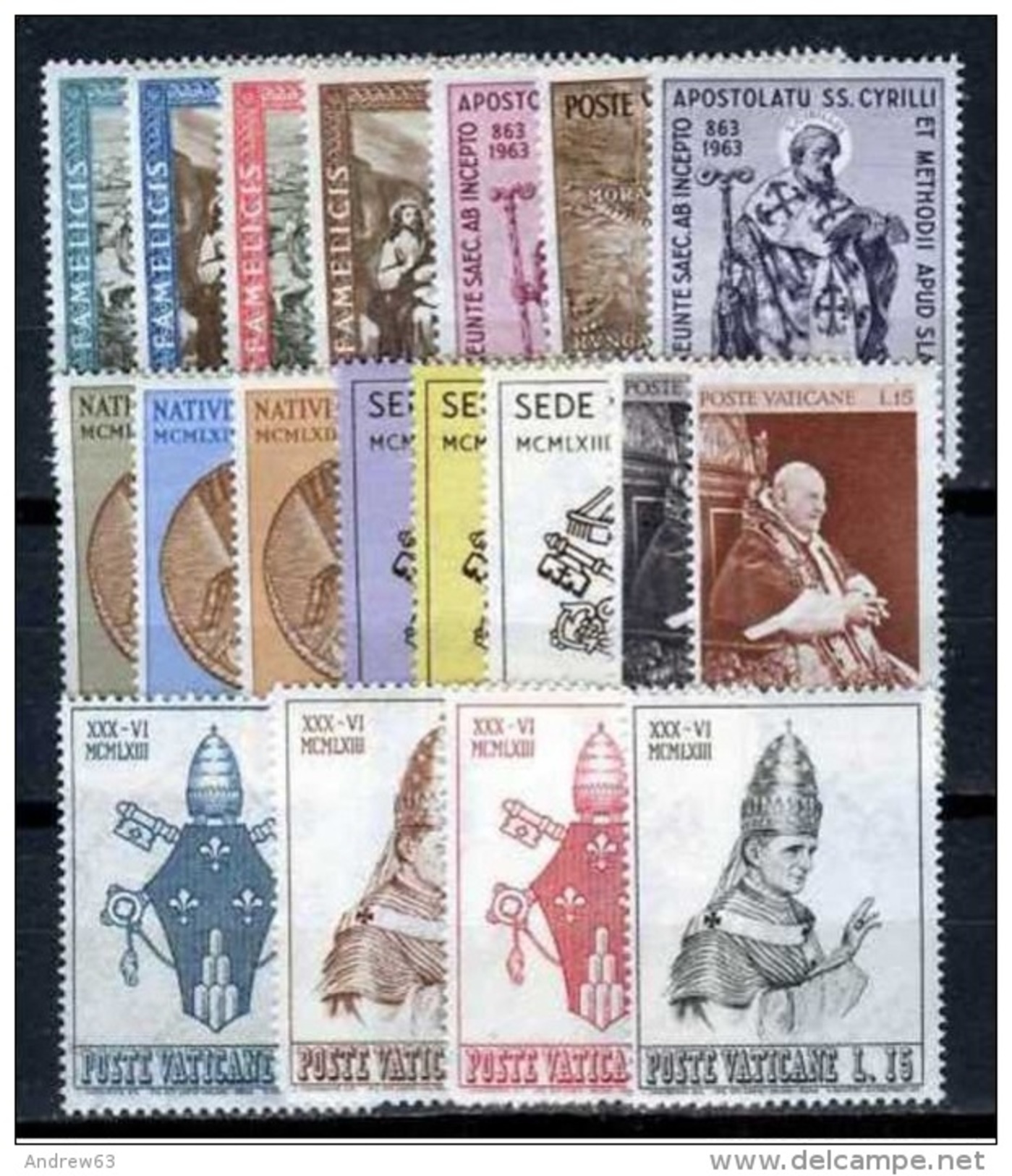 VATICANO - VATICAN - 1963 - Annata Completa - 19 Valori - Complete Year - ** MNH/VF - Annate Complete