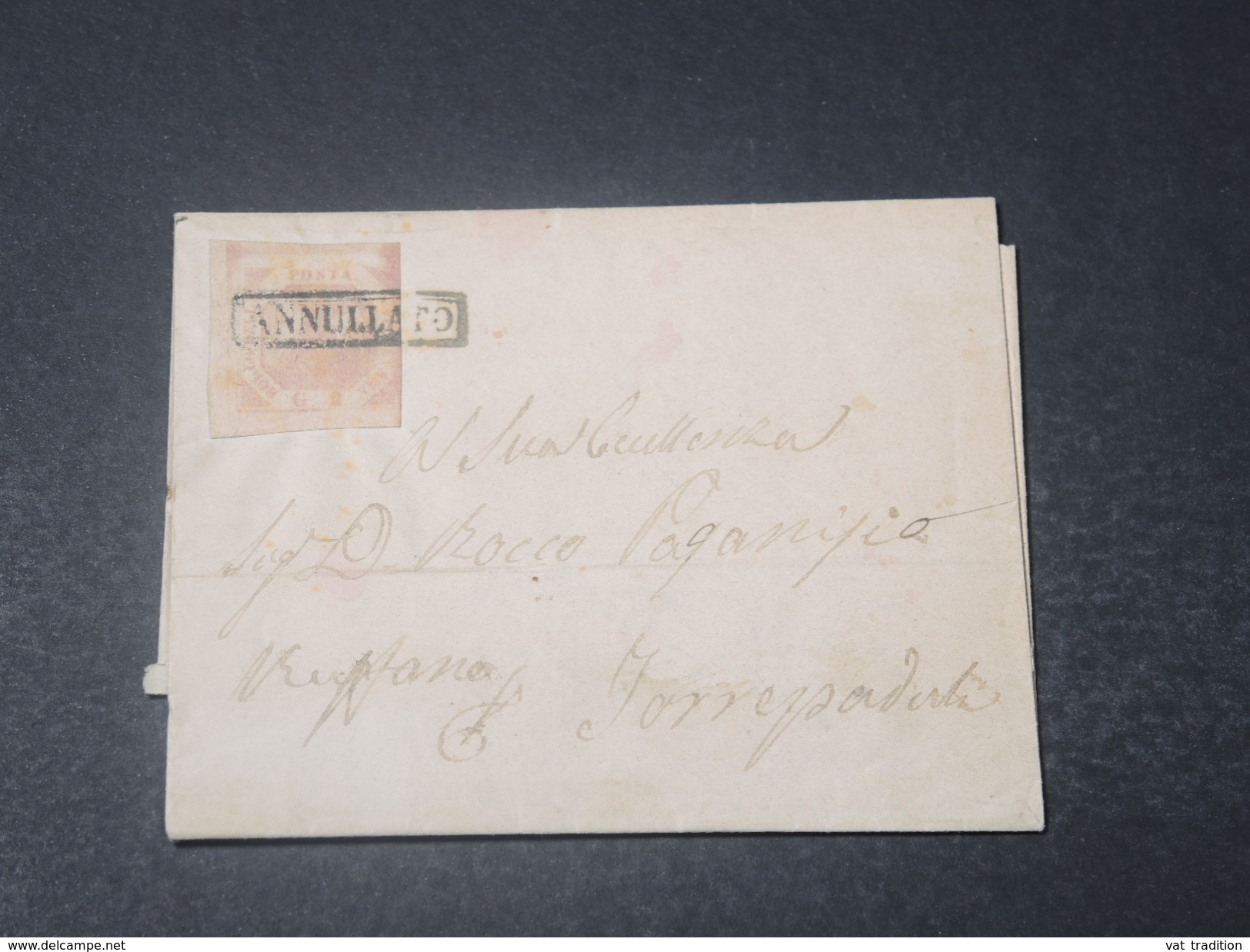 ITALIE - Lettre Ancienne , Affranchissement Timbre De Naples -  L 11535 - Napels