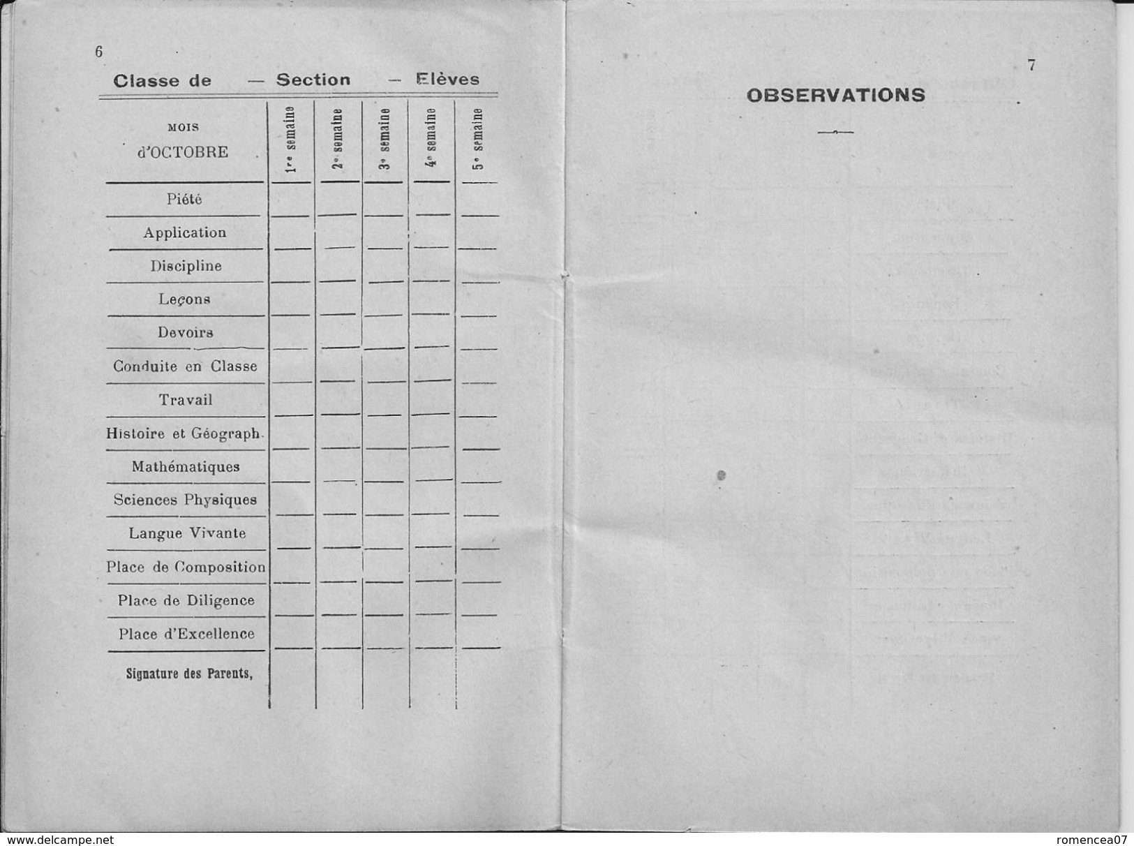 VILLEFRANCHE-sur-SAÔNE (Rhône) - ECOLE LIBRE De NOTRE-DAME De MONGRE - CARNET De NOTES 1930-31 - A Voir ! - Diplômes & Bulletins Scolaires