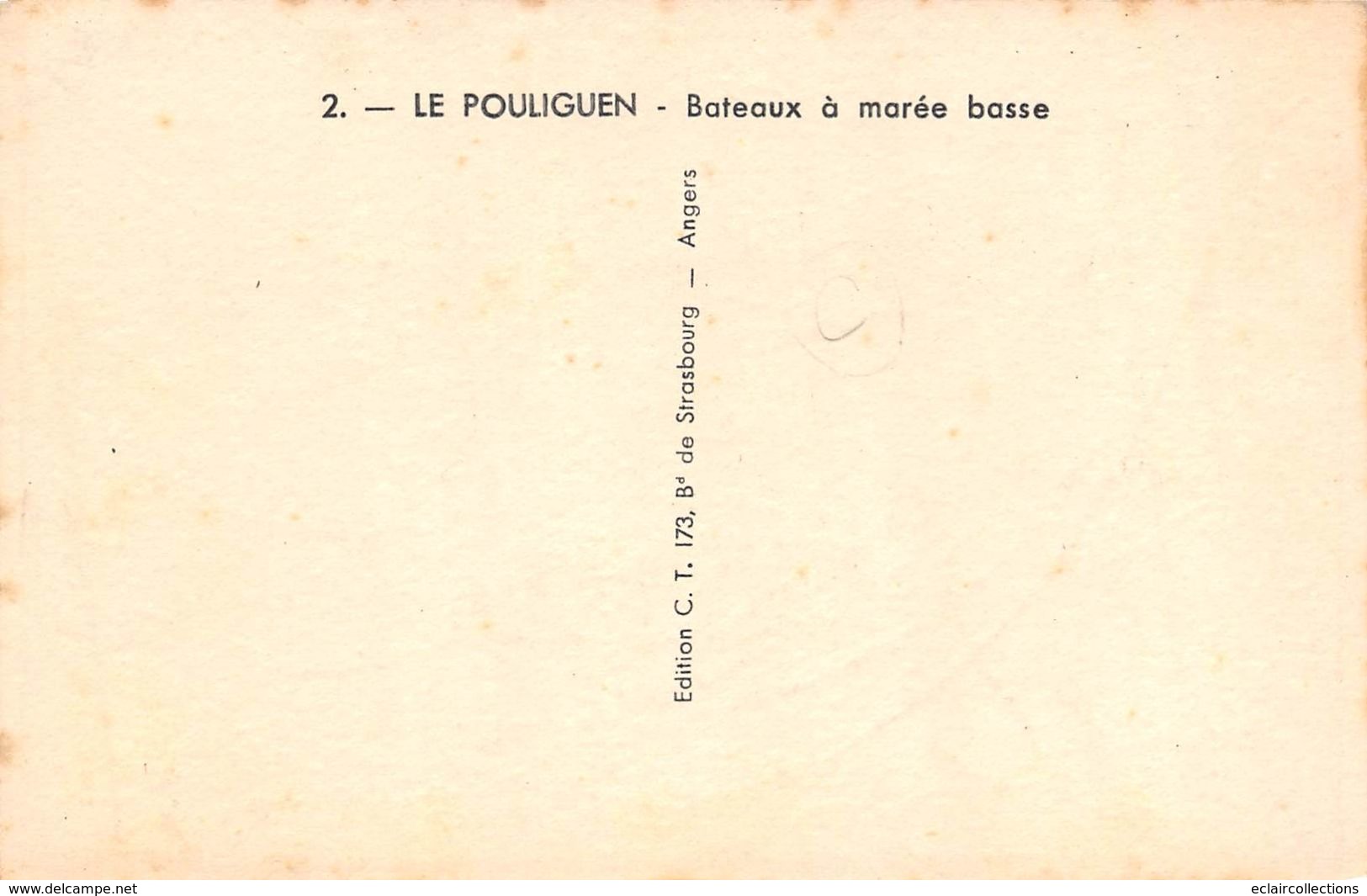 Le Pouliguen       44         Bateau Au Port A Marée Basse   Dessinée Et Aquarellée         (voir Scan ) - Le Pouliguen