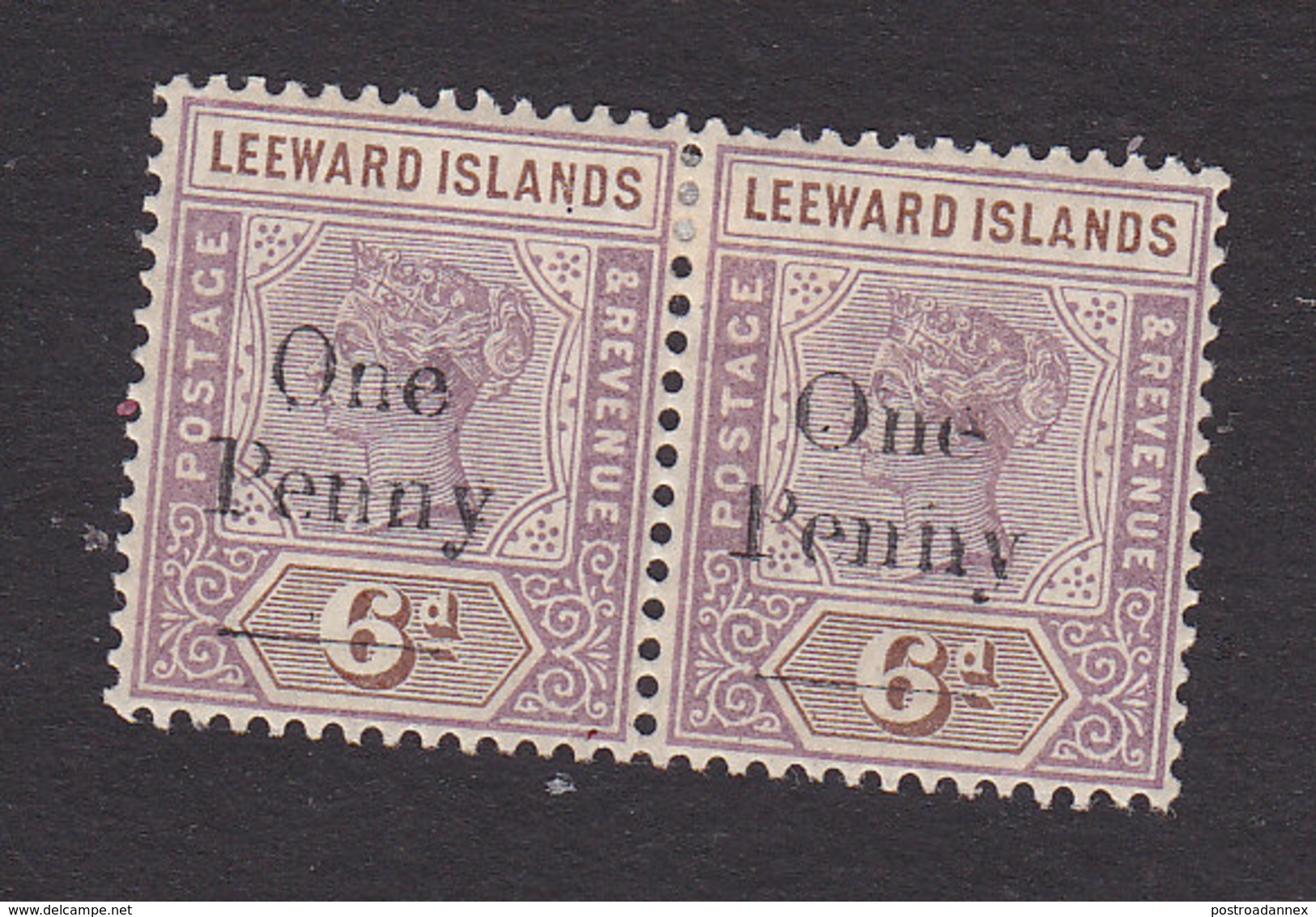 Leeward Islands, Scott #18a, 18, Mint Hinged, Victoria Surcharged, Issued 1902 - Leeward  Islands
