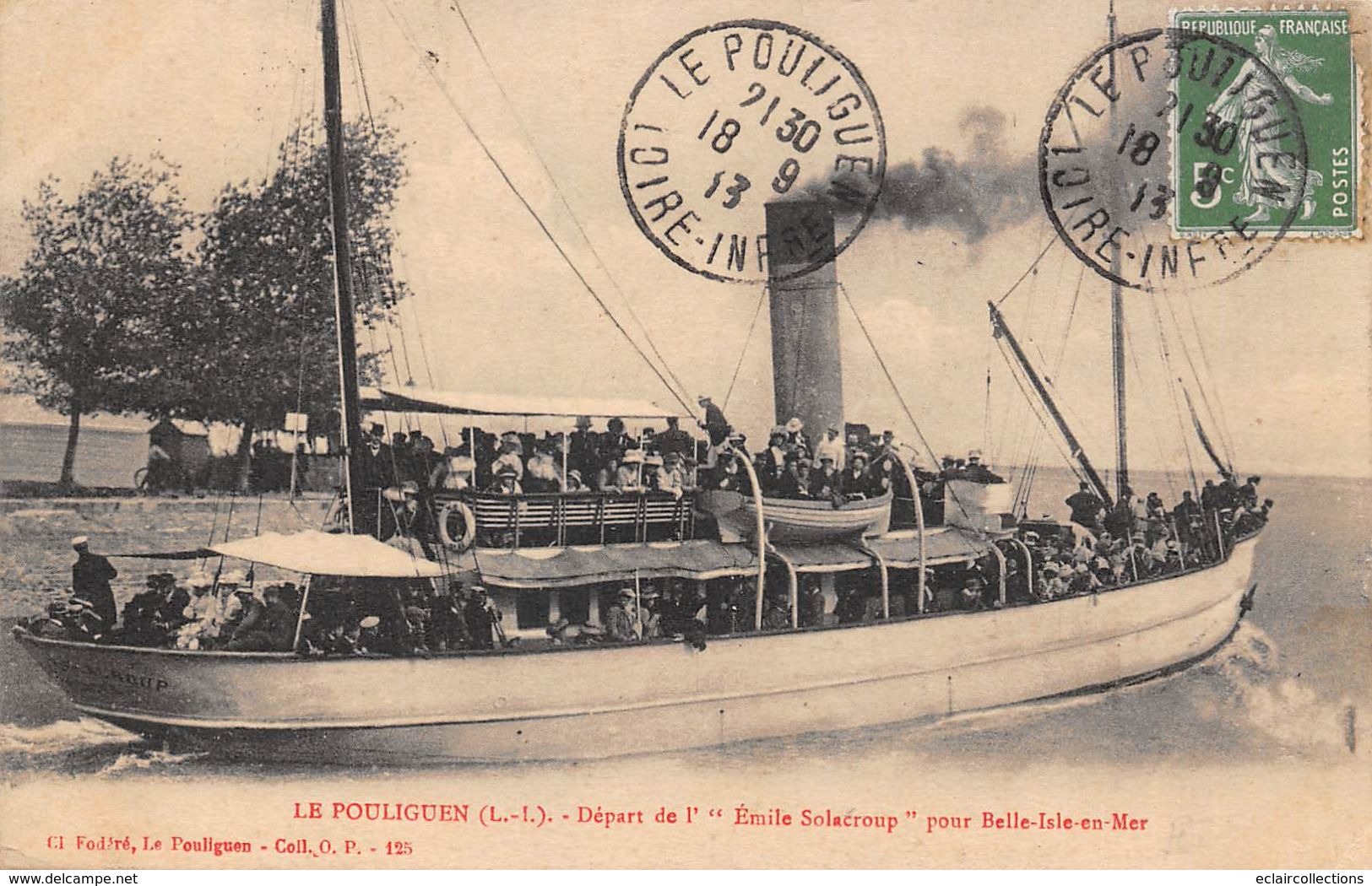 Le Pouliguen       44       Bateau  Emile Salacroup En Partance Pour Belle Ile En Mer       (voir Scan ) - Le Pouliguen