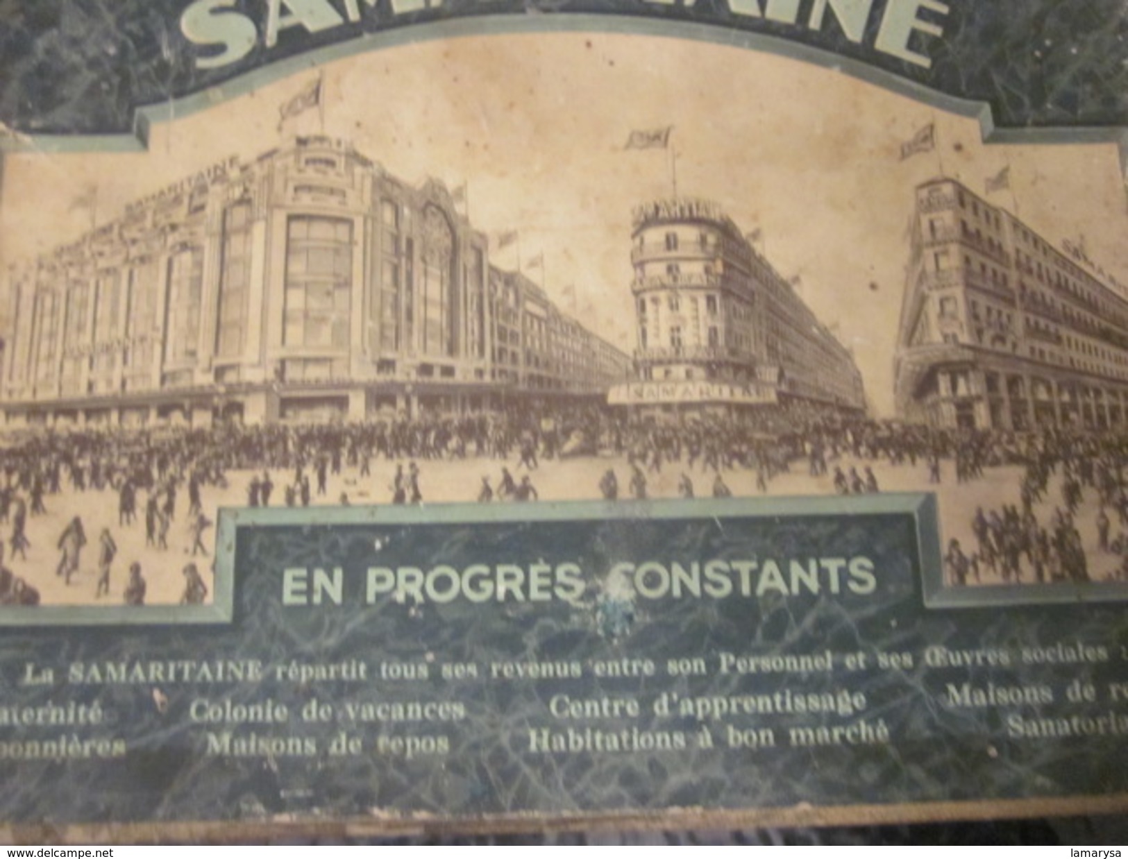 Publicité Originale RV Affichette Effigies 2 Créateurs & Magasin SAMARITAINE En 1889 Sur Support Plaque Carton D'époque - Plaques En Carton