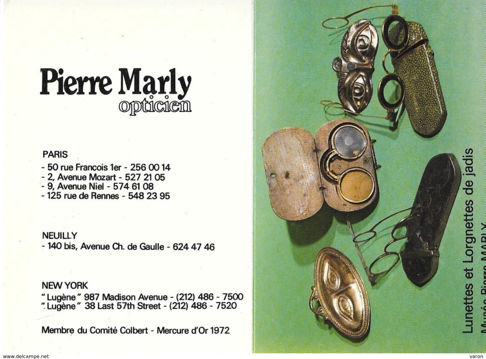 CALENDRIER 1979 - PIERRE MARLY -OPTICIEN - LUNETTES ET LORGNETTES DE JADIS   (ouvert 10.5 X 14.5) - Petit Format : 1971-80