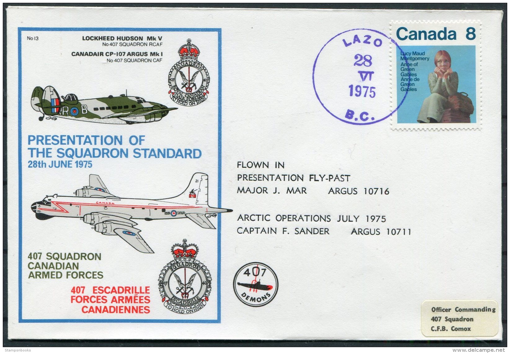 1975 Canada Yellowknife NWT Igloo Arctic 407 Squadron Canadian Air Force Canadair Argus, Lockheed Hudson Flight Cover - Commemorative Covers