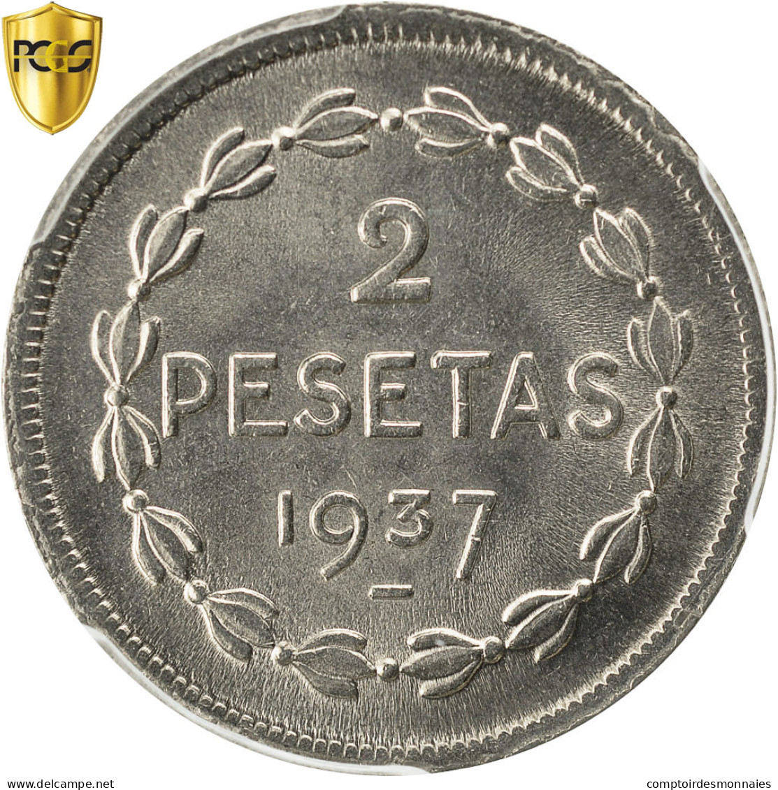 Monnaie, SPAIN CIVIL WAR, EUZKADI, 2 Pesetas, 1937, Bruxelles, PCGS, MS66, FDC - Zona Nacionalista