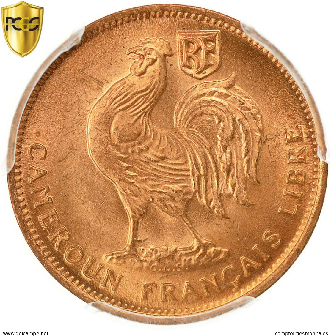 Monnaie, Cameroun, 50 Centimes, 1943, Pretoria, PCGS, MS66RD, FDC, Bronze, KM:6 - Cameroon