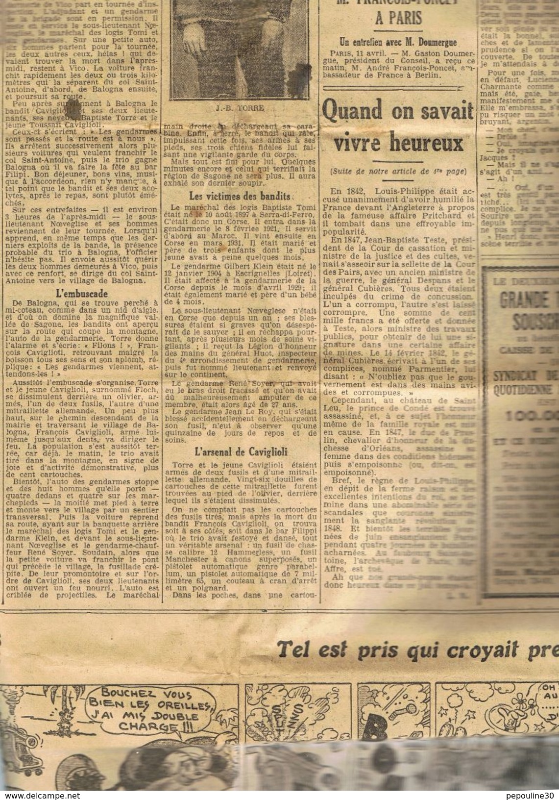 ** JOURNAL ** LE PETIT MARSEILLAIS ** 2ème ÉDITION DU ** JEUDI 12 AVRIL 1934 ** - Le Petit Marseillais