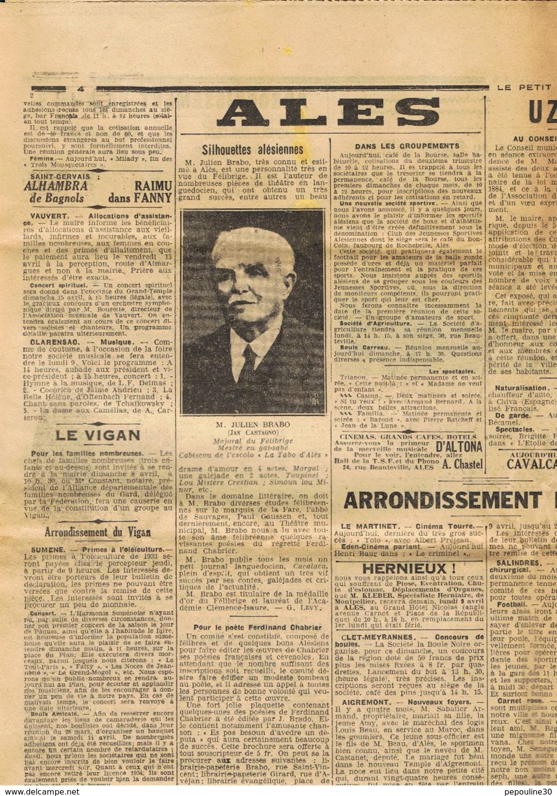 ** JOURNAL ** LE PETIT MARSEILLAIS ** 2ème ÉDITION DU ** DIMANCHE 08 AVRIL 1934 ** - Le Petit Marseillais