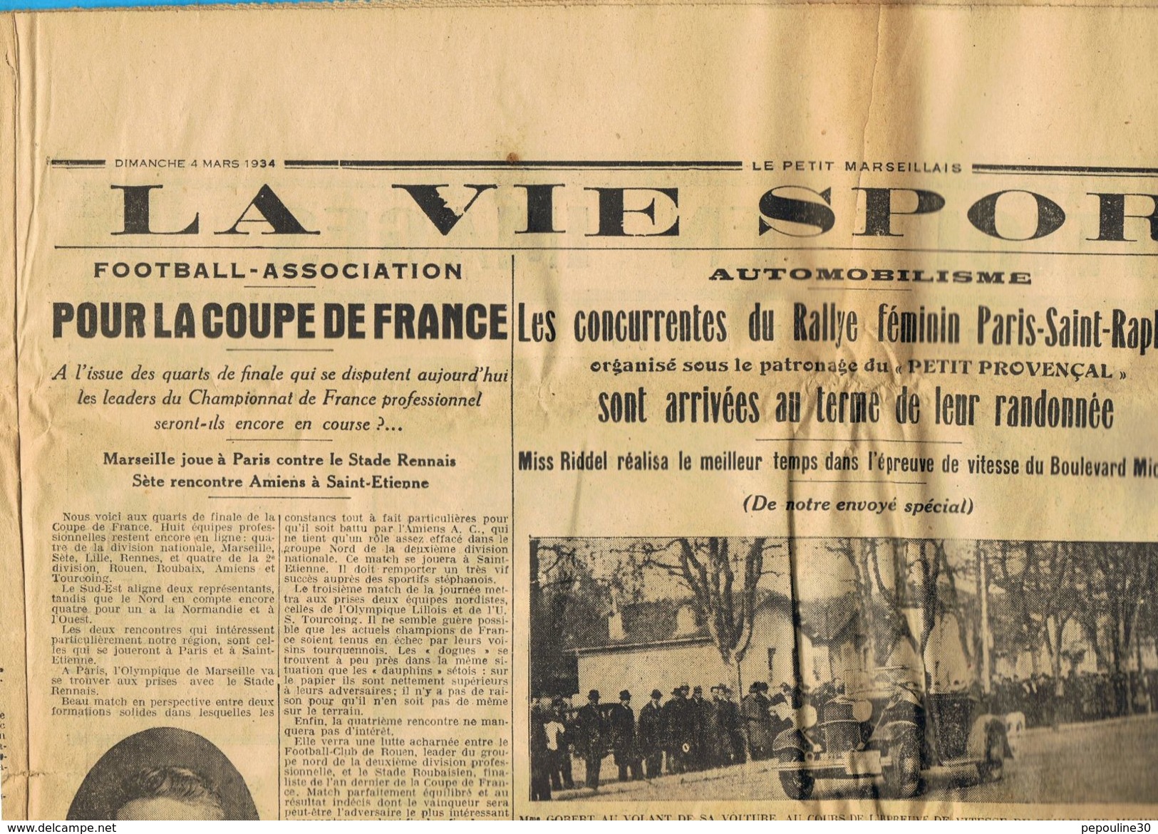 ** JOURNAL ** LE PETIT MARSEILLAIS ** 2ème ÉDITION DU ** DIMANCHE 04 MARS 1934 ** - Le Petit Marseillais