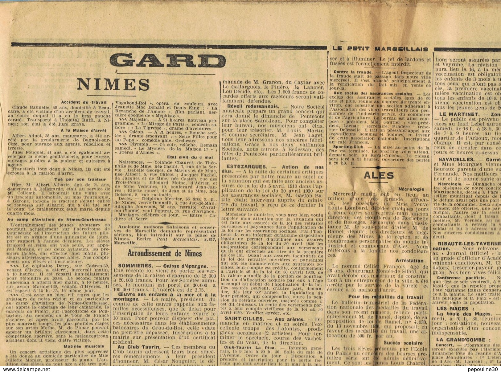 ** JOURNAL ** LE PETIT MARSEILLAIS ** 2ème ÉDITION DU ** VENDREDI 08 MAI 1931 ** - Le Petit Marseillais