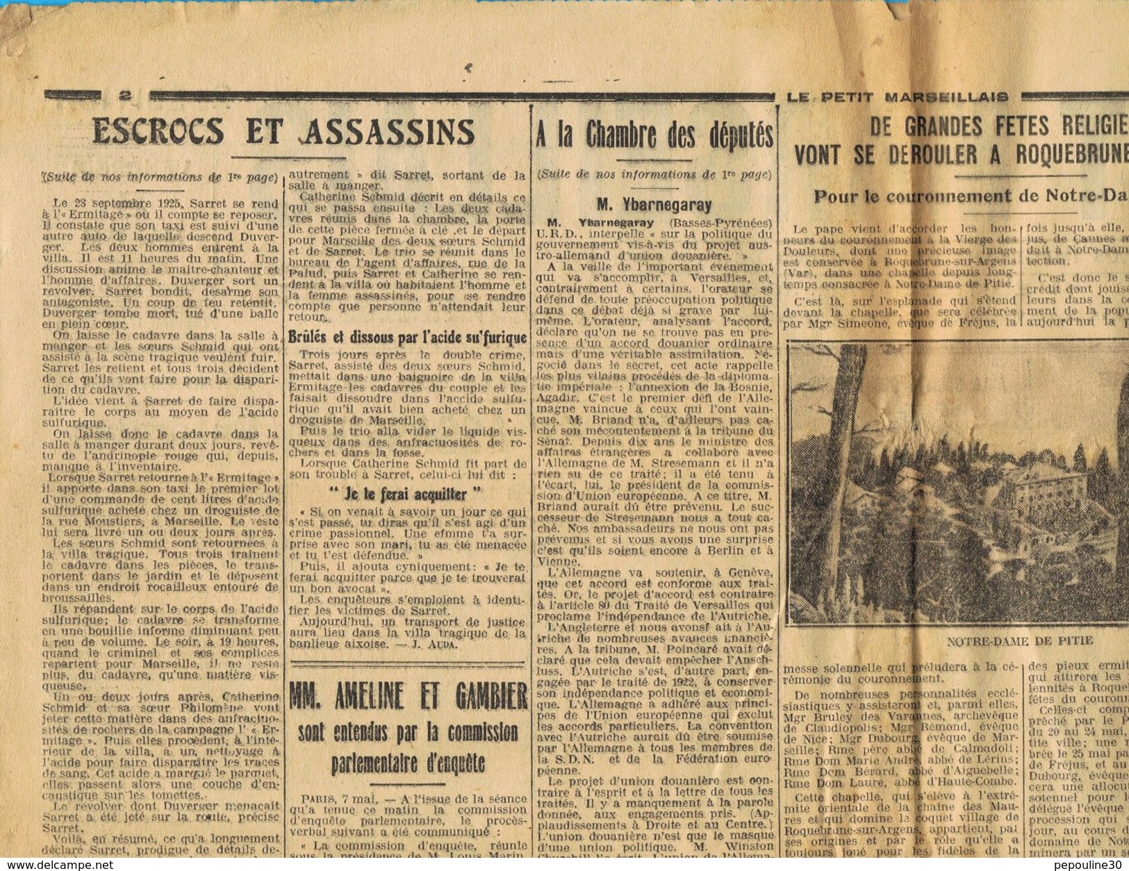 ** JOURNAL ** LE PETIT MARSEILLAIS ** 2ème ÉDITION DU ** VENDREDI 08 MAI 1931 ** - Le Petit Marseillais