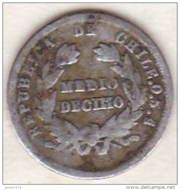 Chile . 1/2 (medio) Decimo 1879 . Argent . KM# 137.3 - Chili