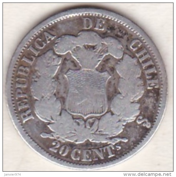 Chile . 20 Centavos 1866 . Argent. KM# 135 - Cile