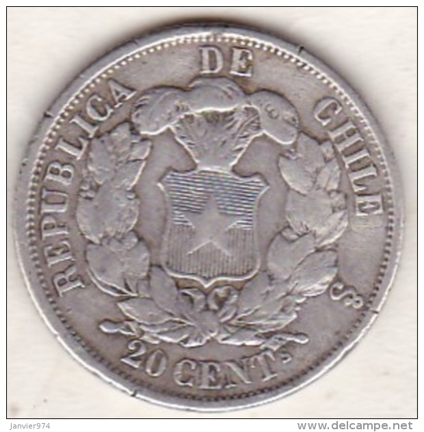 Chile . 20 Centavos 1865 . Argent. KM# 135 - Chili