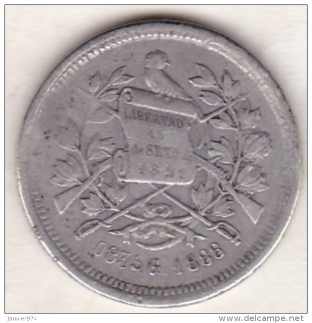 Guatemala . 25 Centavos 1888 G . Argent . KM# 205.1 - Guatemala