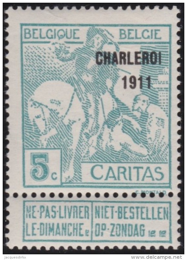 Belgie   .           OBP     .       104           .       *   .    Ongebruikt    .   /   .   Neuf  * - 1910-1911 Caritas