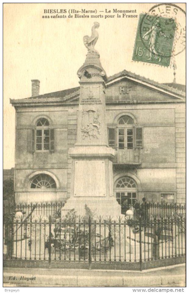 52 - CPA Biesles - Le Monument Aux Enfants De Biesles Morts Pour La France - Sonstige & Ohne Zuordnung