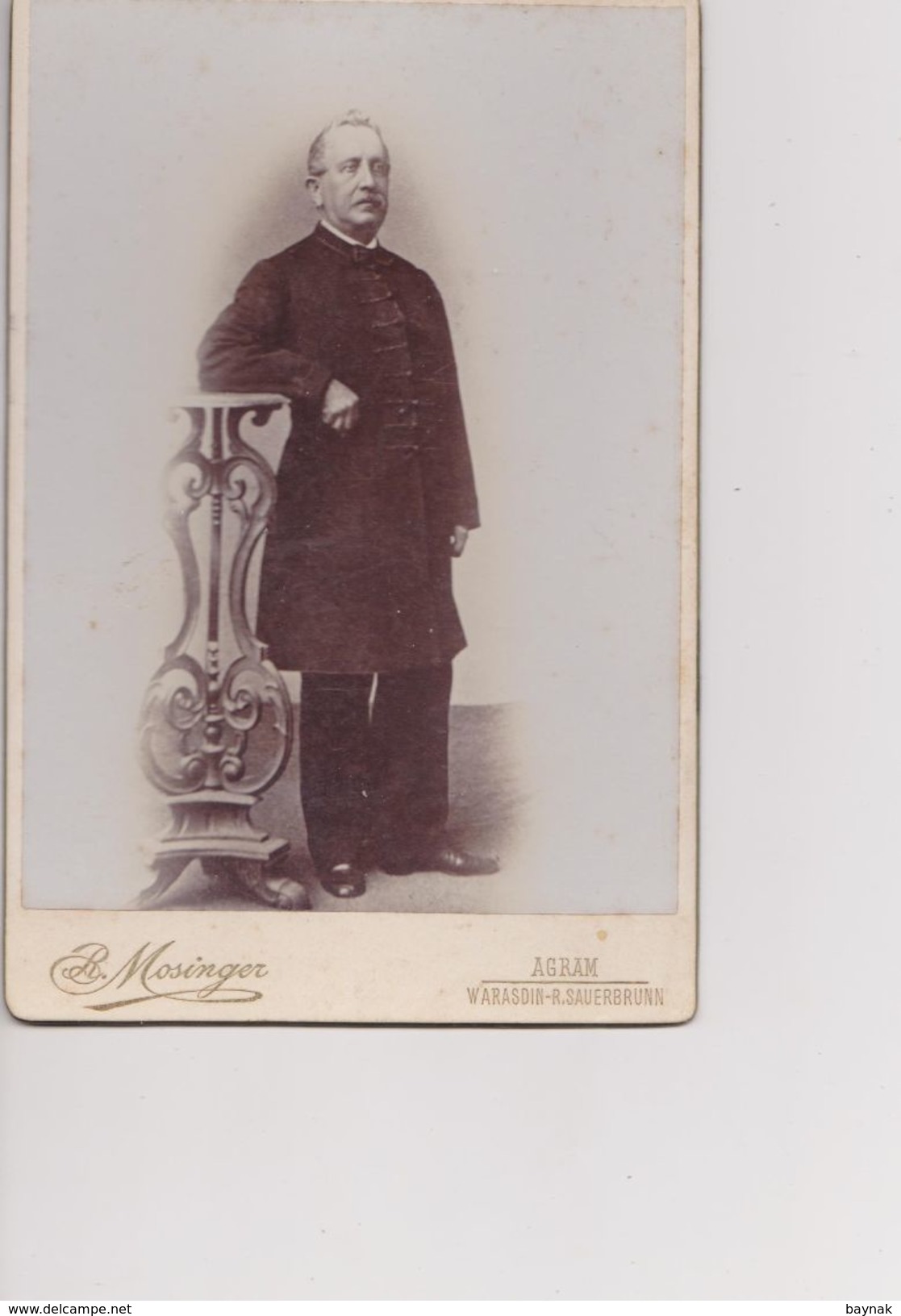 CABINET  PHOTO,  CDV  --  AGRAM, WARASDIN, CROATIA   --  GENTLEMAN --  FOTO  MOSINGER  --  16,3 Cm  X 11 Cm - Alte (vor 1900)