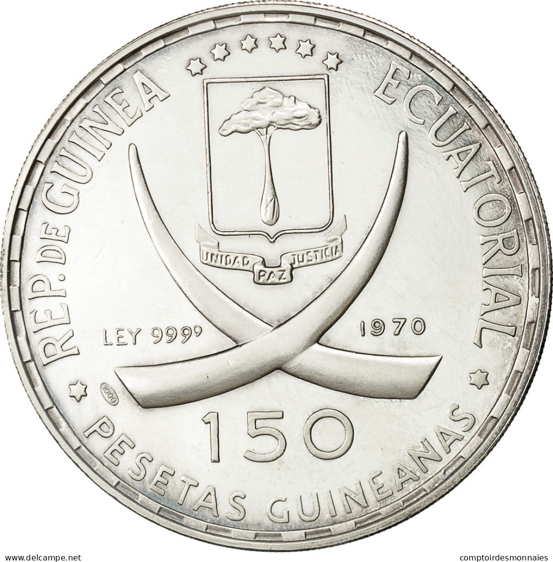 Monnaie, Equatorial Guinea, 150 Pesetas, 1970, SPL, Argent, KM:14 - Guinée Equatoriale