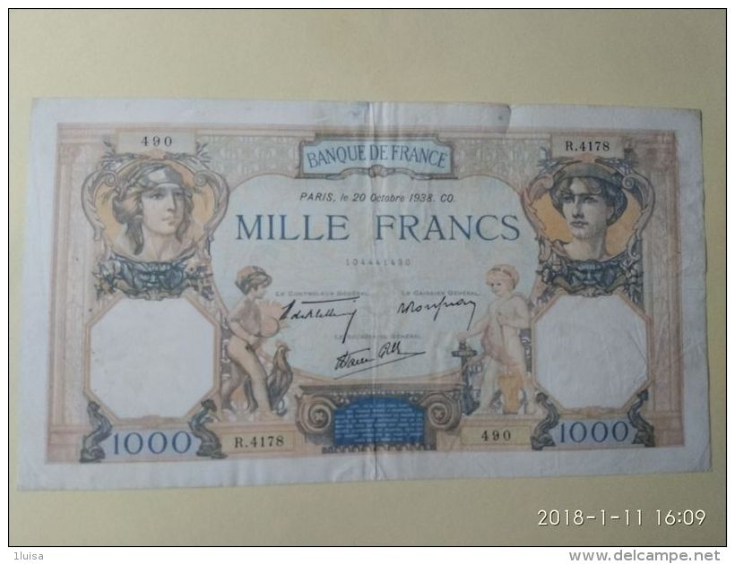 1000 Francs 1938 - 1 000 F 1927-1940 ''Cérès Et Mercure''