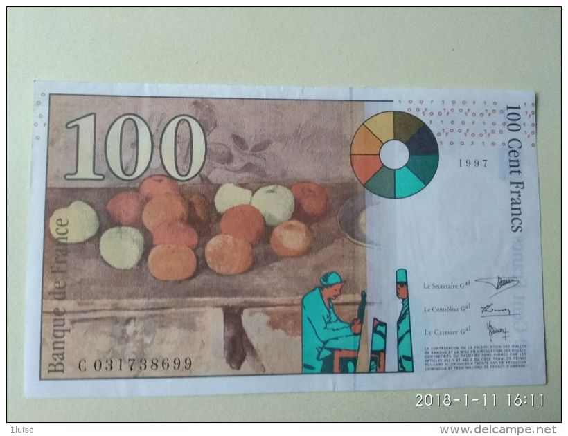 100 Francs 1997 - 100 F 1997-1998 ''Cézanne''