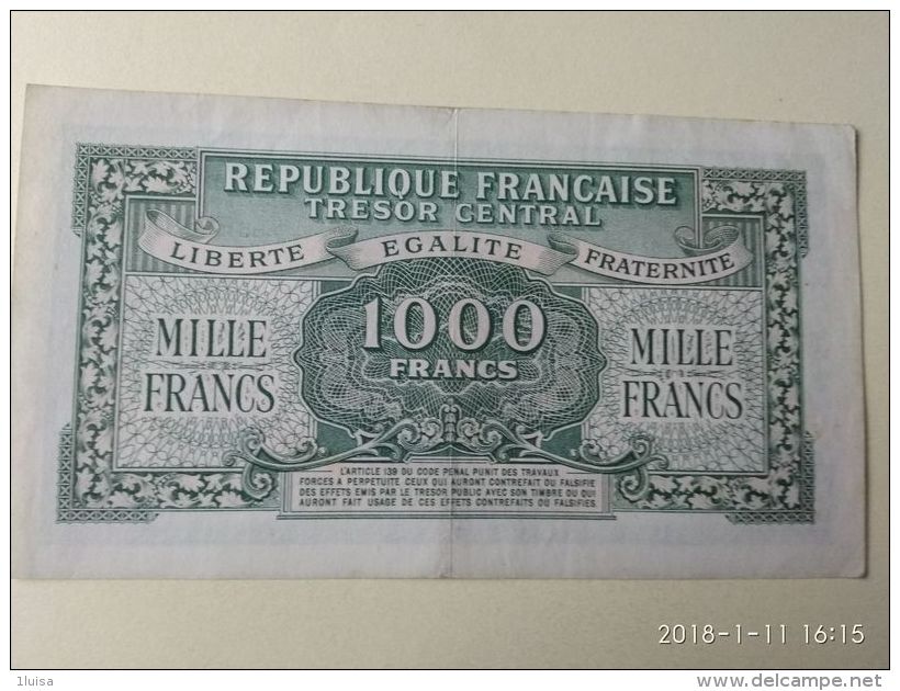 1000 Francs 1945 - 1943-1945 Marianna