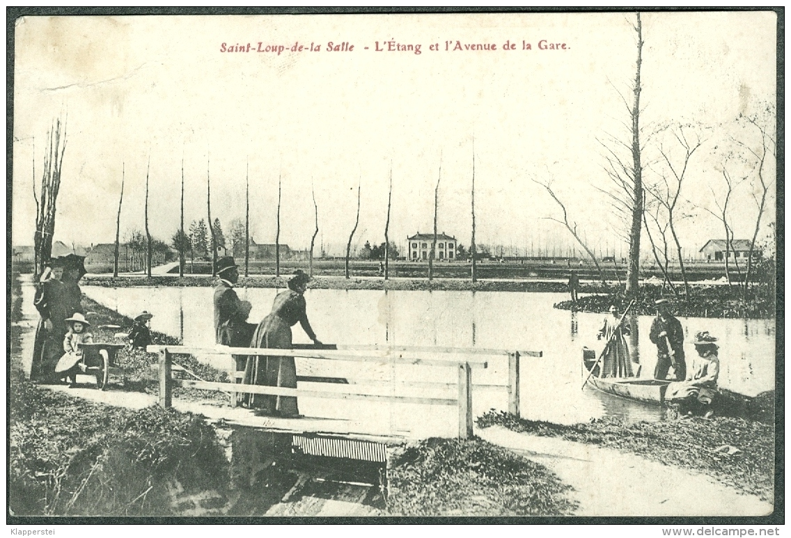 71 Saône-et-Loire - Saint-Loup-de-la-Salle L&acute;étang Et L&acute;Avenue De La Gare 1909 - Autres & Non Classés