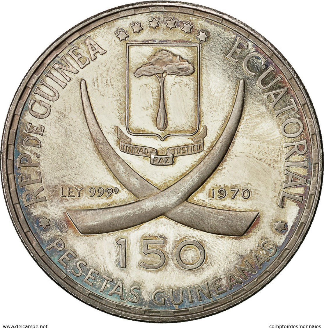 Monnaie, Equatorial Guinea, 150 Pesetas, 1970, SPL, Argent, KM:15 - Equatorial Guinea