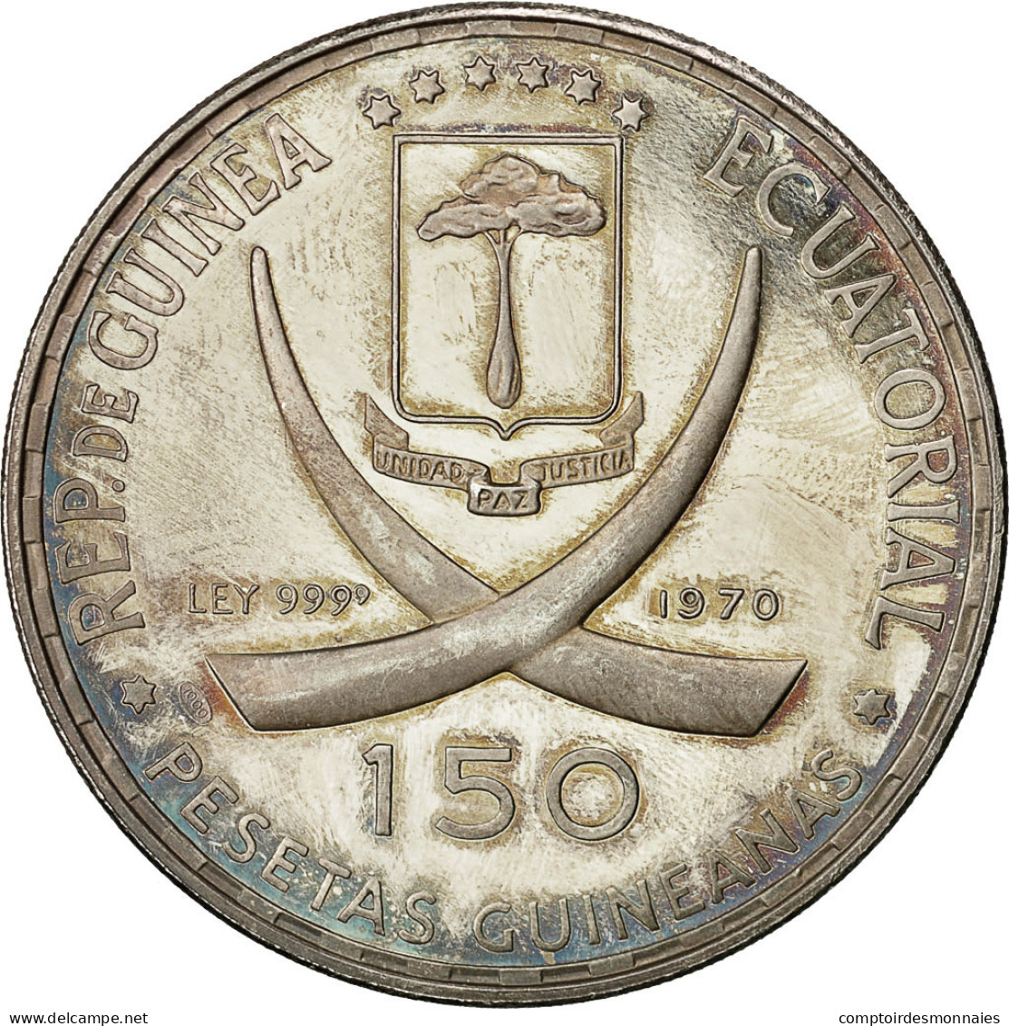 Monnaie, Equatorial Guinea, 150 Pesetas, 1970, SPL, Argent, KM:15 - Guinea Ecuatorial