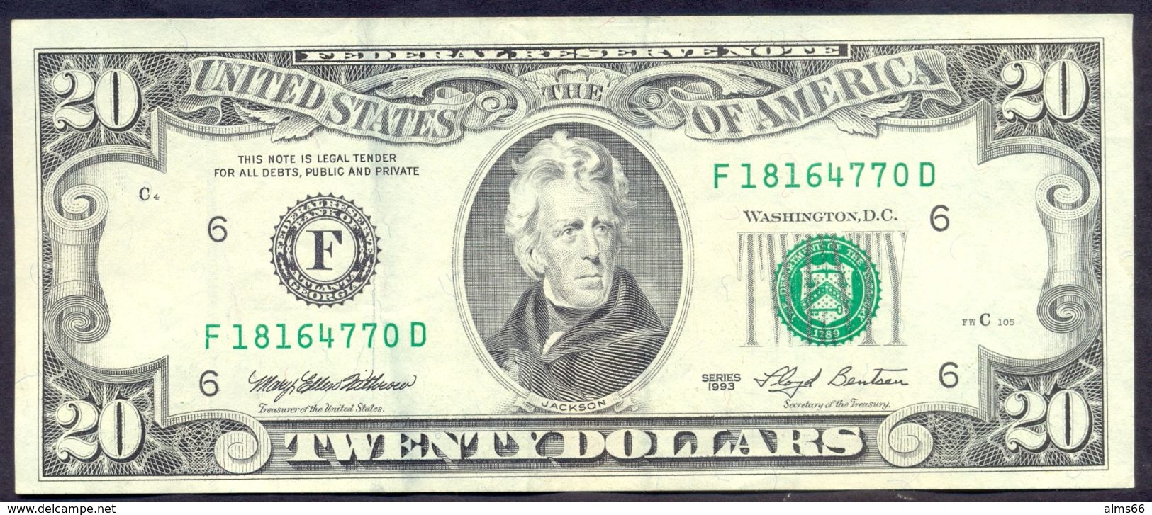 USA 20 Dollar 1993 F XF Rare # P- 493 F - Atlanta GA - Federal Reserve Notes (1928-...)