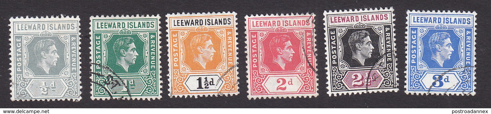 Leeward Islands, Scott #120-125, Used, George VI, Issued 1949 - Leeward  Islands