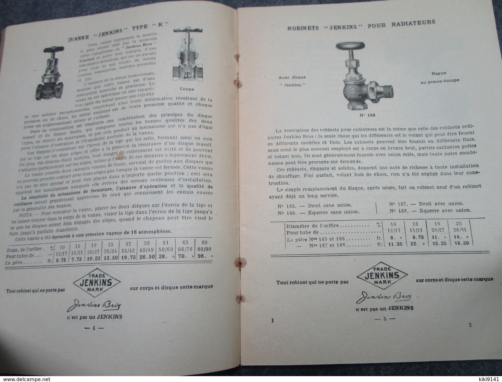 Robinetterie "JENKINS" Et Outillage Pour Tubes - Eugène GRESILLON 82, Avenue De La République à PARIS (56 Pages) - Publicités