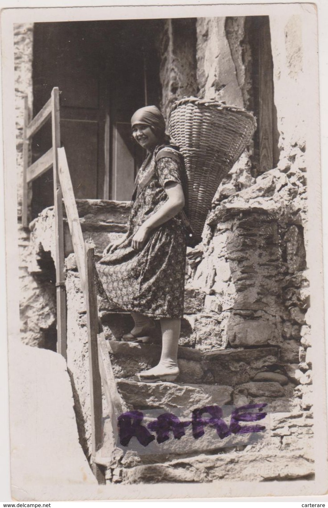 Carte Photo,FOTO,suisse,HELVETIA,SWITZERLAND,1934,tessin ,tessino,lago Ascona,escalier En Pierre,femme Souriante - Ascona