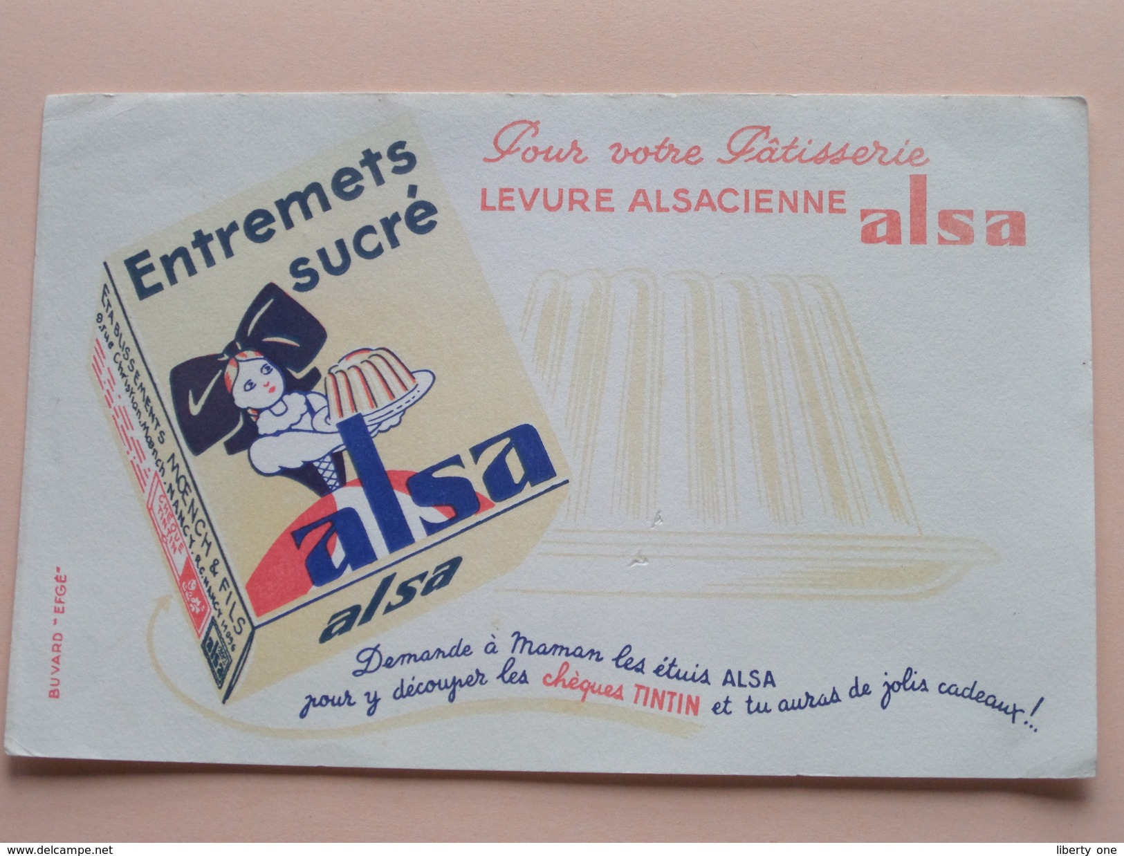 ALSA Levure Alsacienne ( Pour Votre Pâtisserie ) 21 X 13,5 Cm. - Buvard EFGE ( Voir Photo ) ! - A