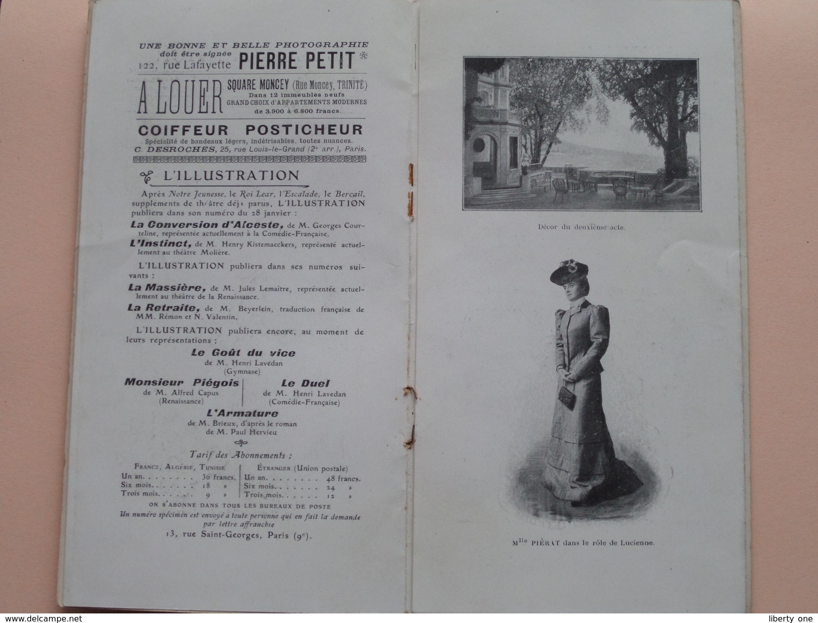 Programme L'ILLUSTRATION 62e Année 1905 Comédie Française (Mme Pierson/Leloir/Piérat/Coquelin/Féraudy) ( Voir Photo ) - Programs