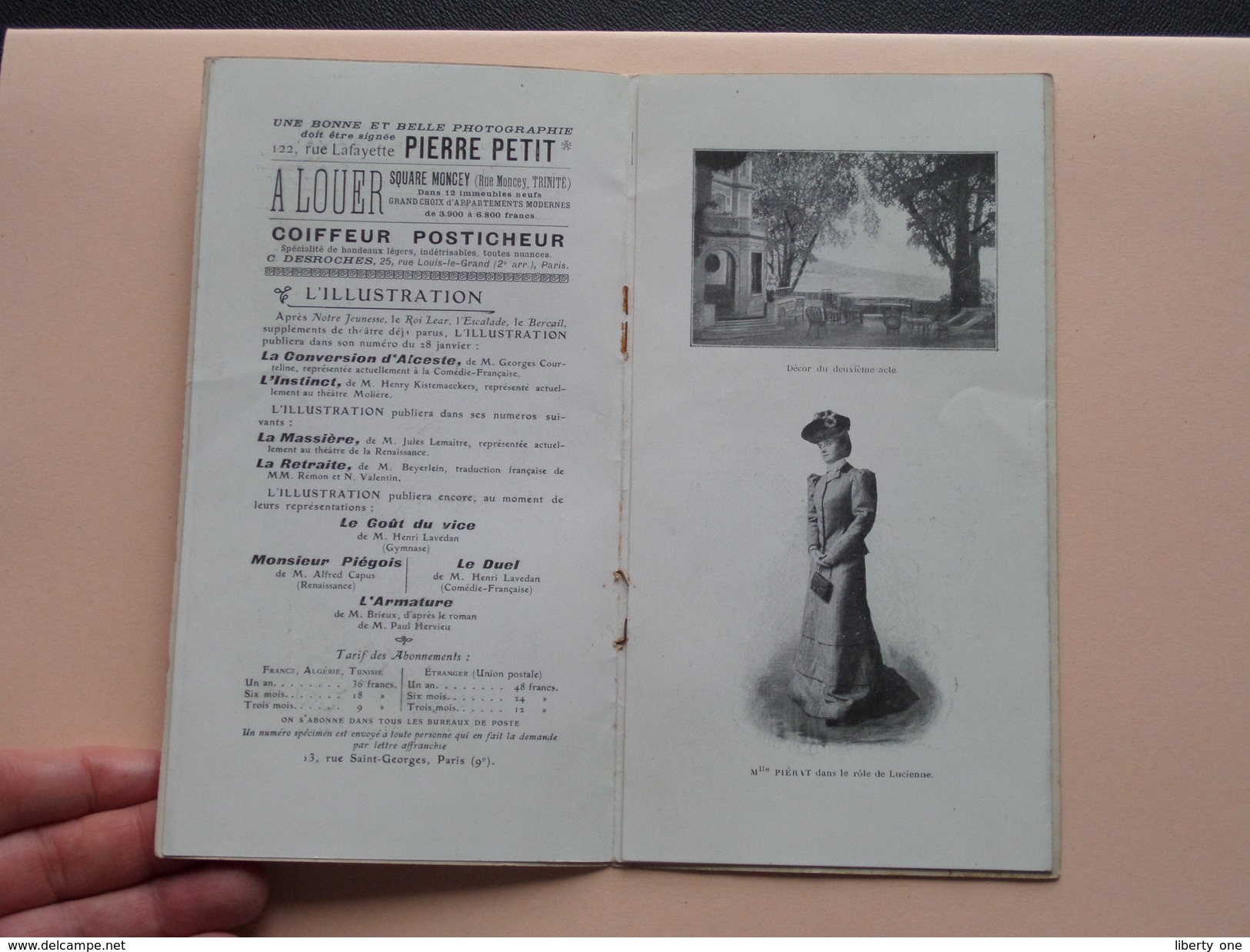 Programme L'ILLUSTRATION 62e Année 1905 Comédie Française (Mme Pierson/Leloir/Piérat/Coquelin/Féraudy) ( Voir Photo ) - Programme
