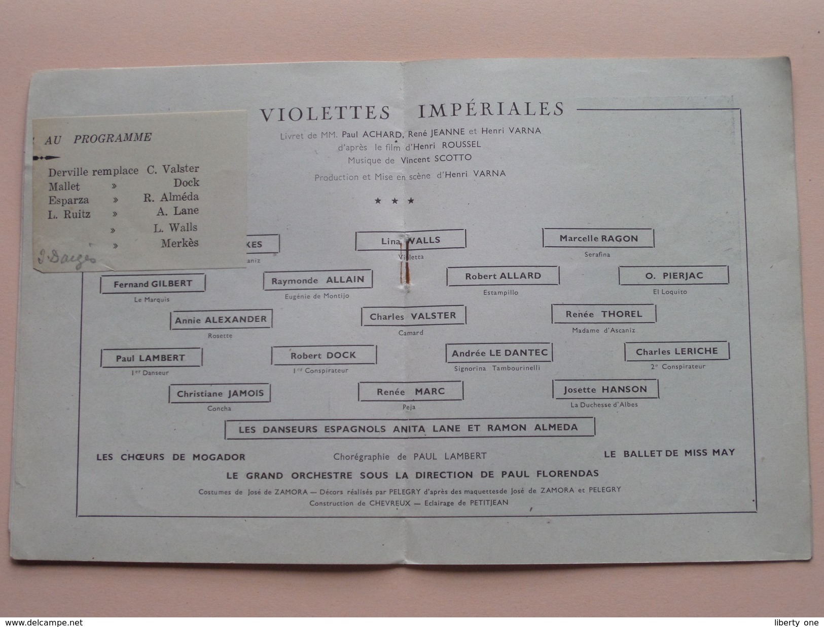 Theatre MOGADOR (1948) Violettes Impériales ( Varna/Merkès/Walls/Ragon/Gilbert/Allain/Pierjac............ ( Voir Photo ) - Programme