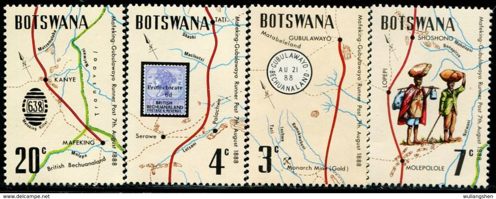 AS4523 Botswana 1972 Postal Map Votes In The Vote 4V MNH - Botswana (1966-...)