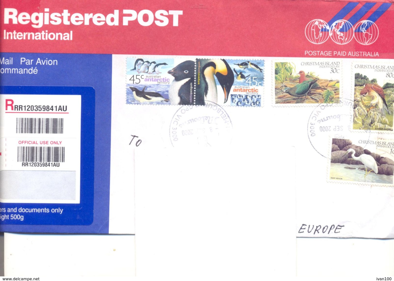 2000.. Australia, The Letter Sent By Registered Air-mail Post To Moldova - Brieven En Documenten