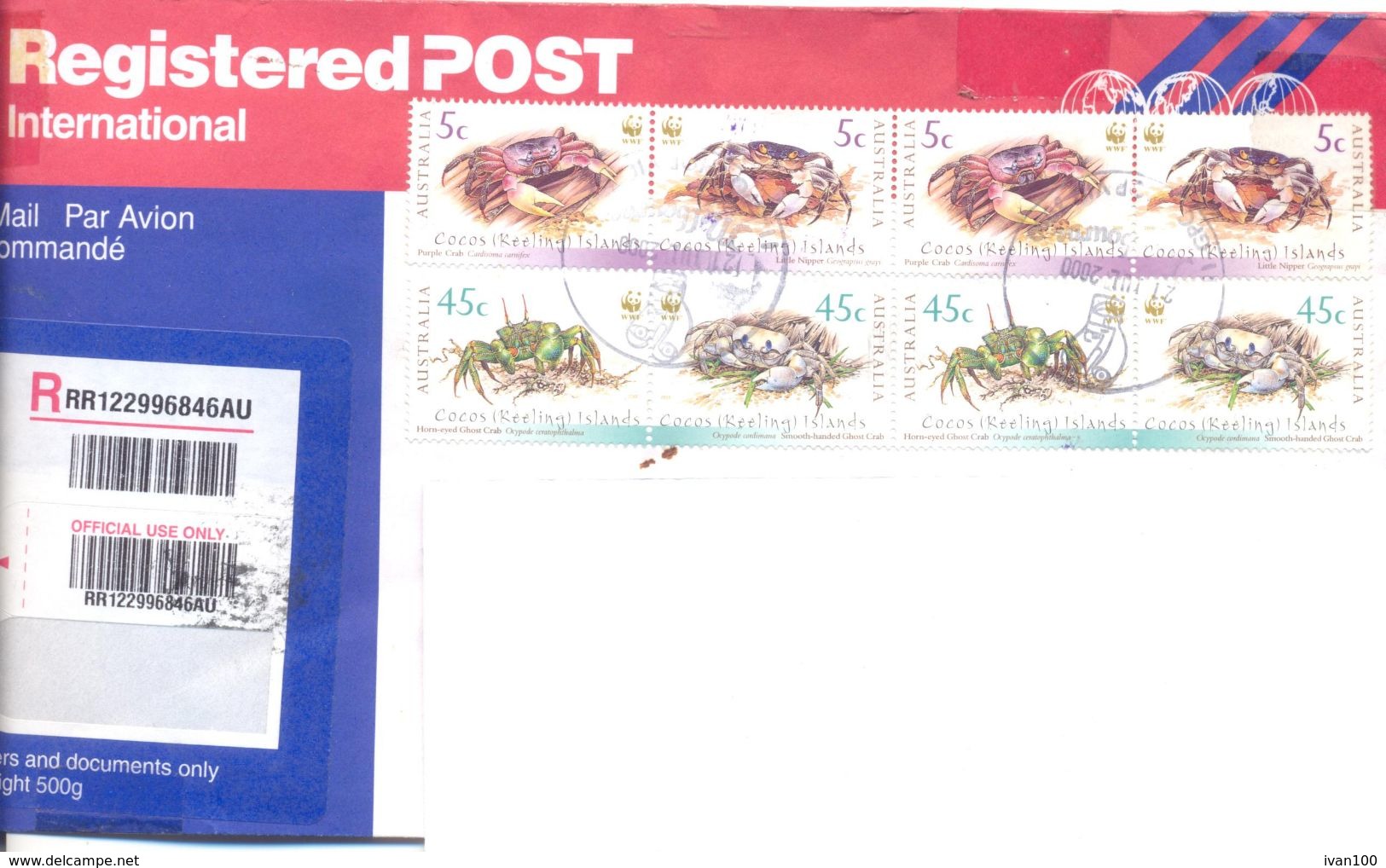 2000.. Australia, The Letter Sent By Registered Air-mail Post To Moldova - Brieven En Documenten