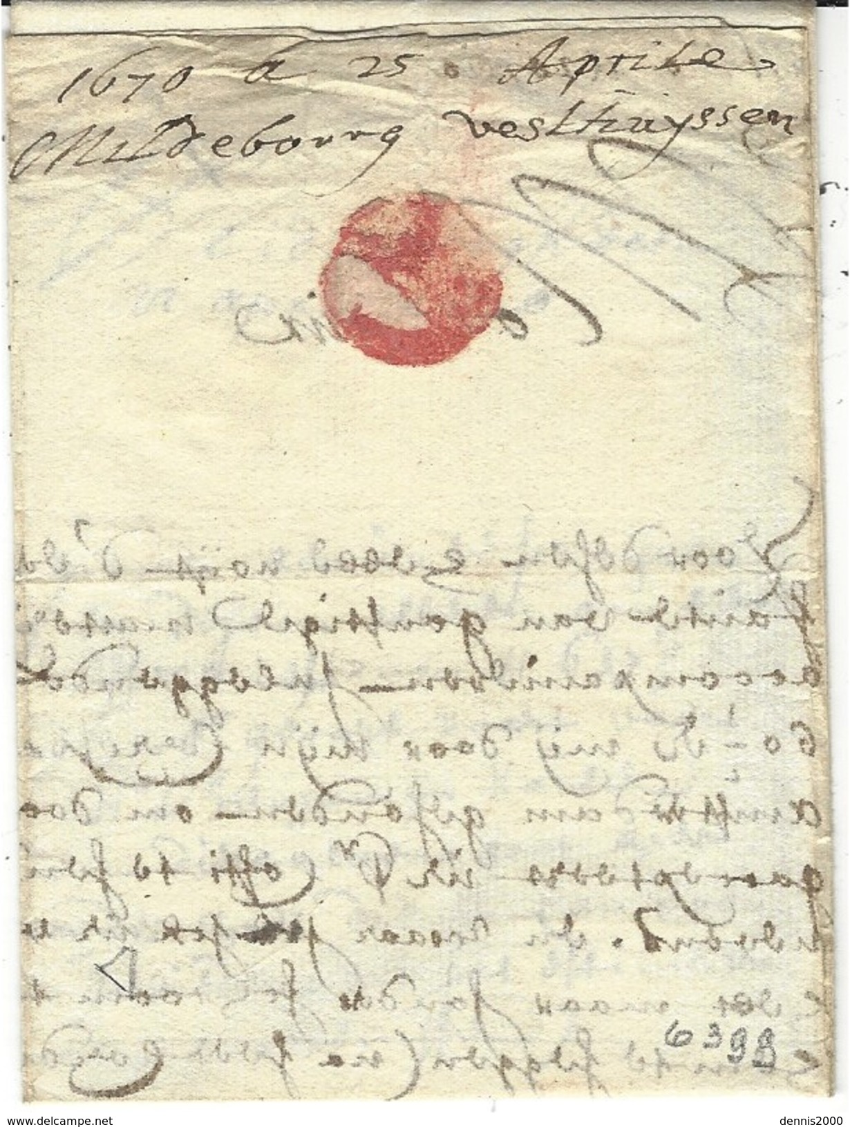 1670 -letter From Mildebourg To LILLE - Rating VI  ( Red Pencil )  Patars - ...-1852 Voorlopers