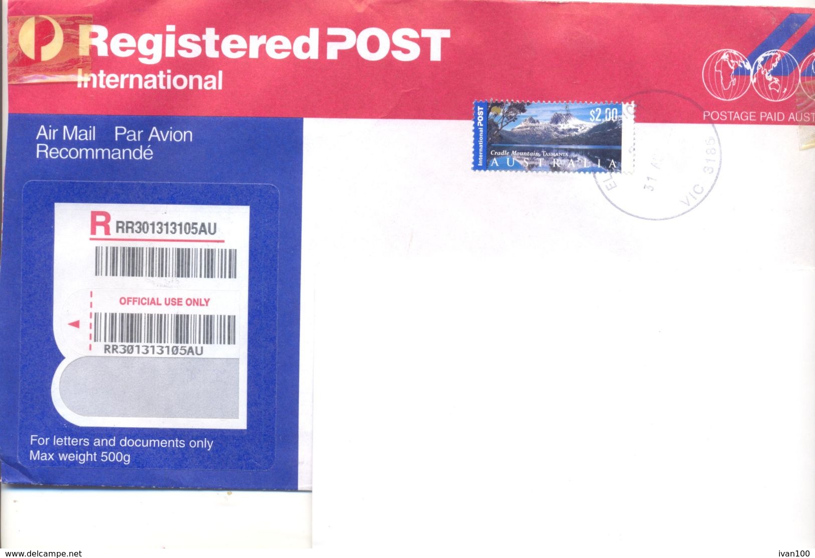 2001.. Australia, The Letter Sent By Registered Air-mail Post To Moldova - Lettres & Documents