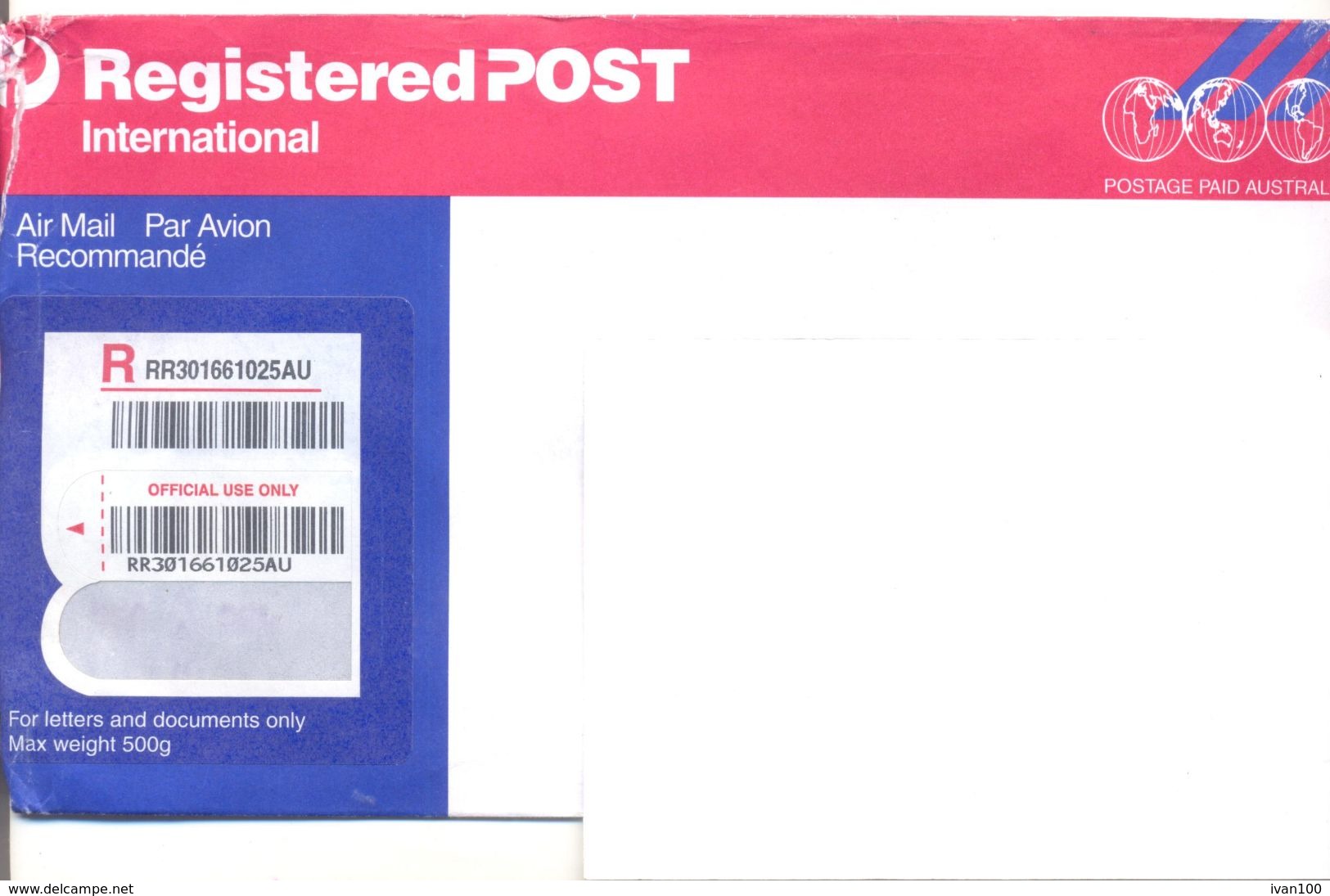 2001.. Australia, The Letter Sent By Registered Air-mail Post To Moldova - Lettres & Documents